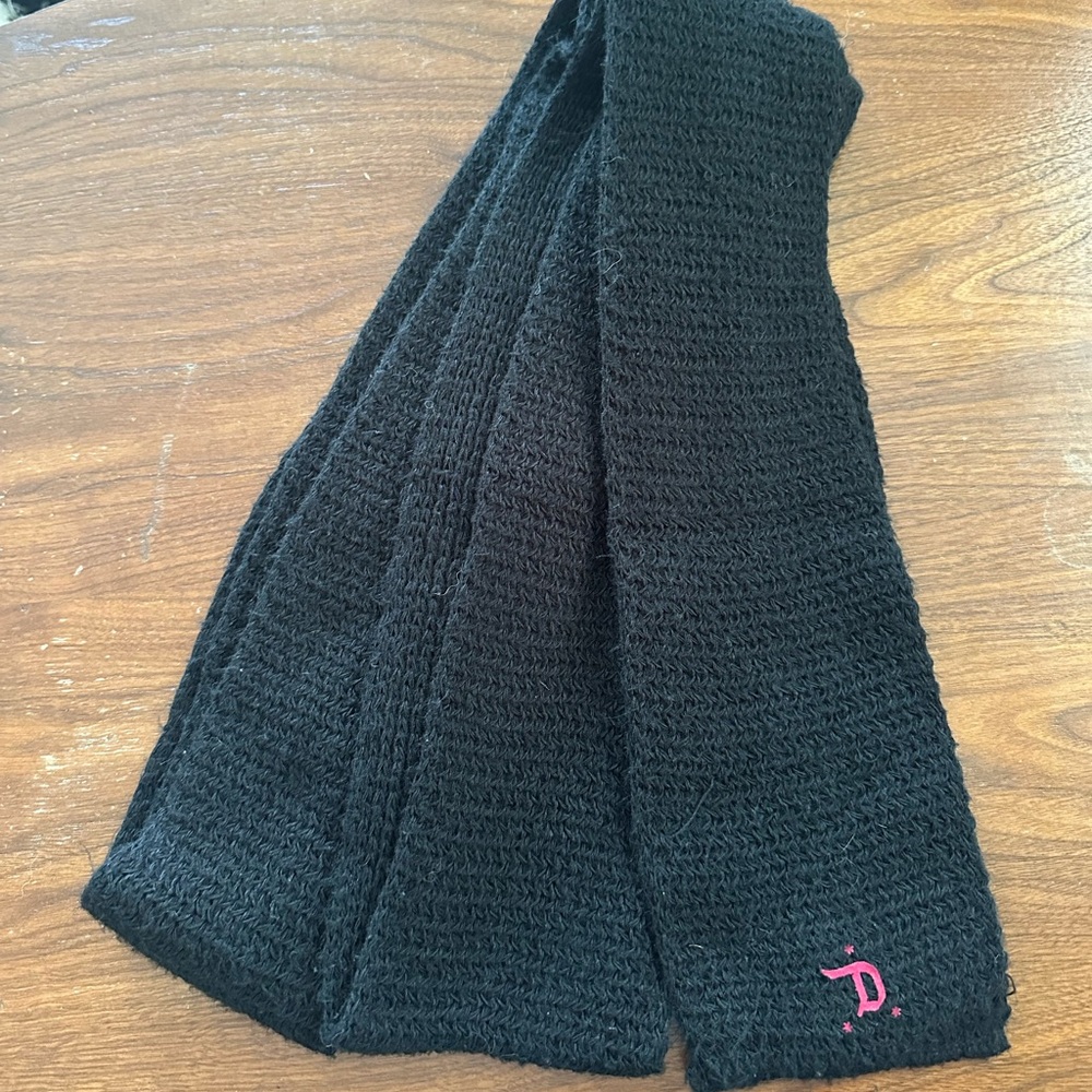 Diesel Black Knit Scarf with Red Logo